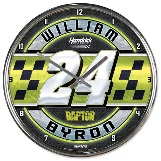 William Byron #24 Raptor 12.5" Chrome Clock