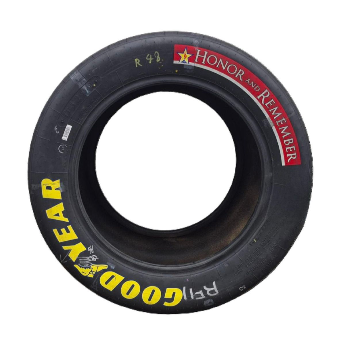 Race Used 2026 Alex Bowman #48 Ally Camo Salutes Tire - Charlotte 1