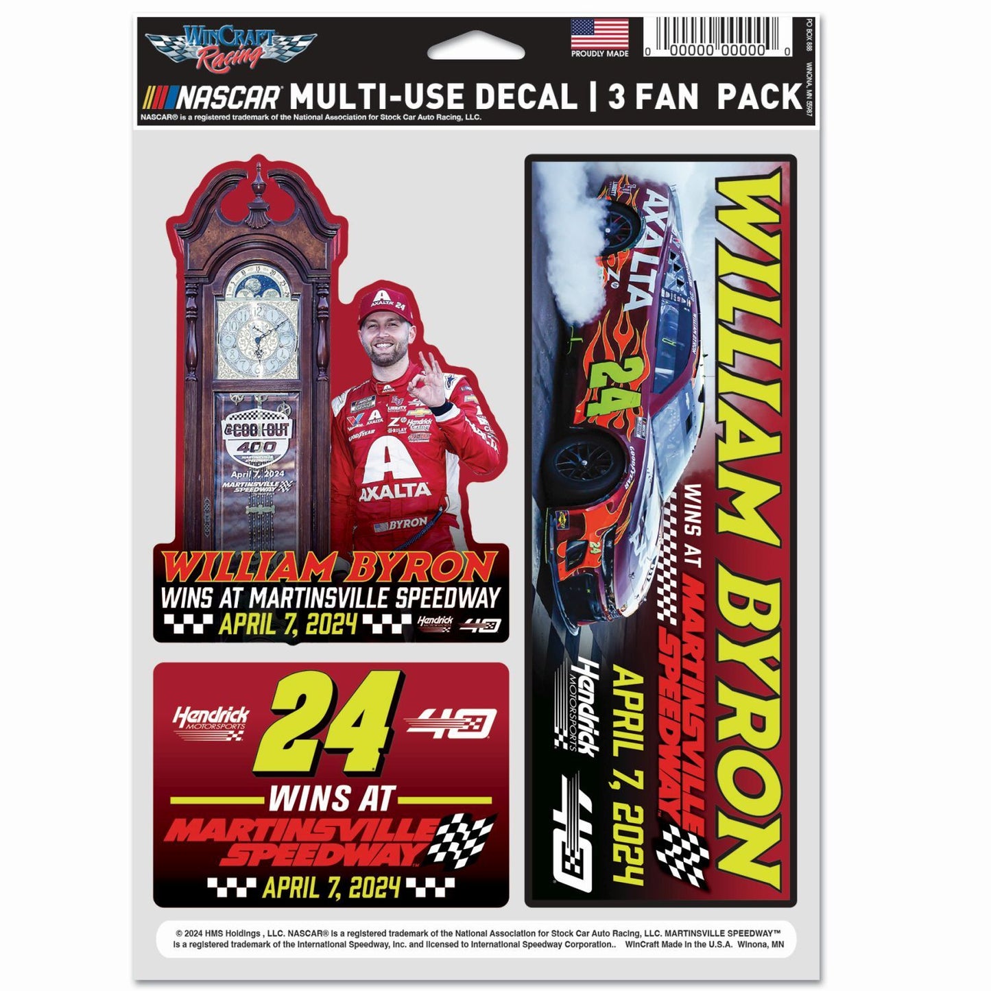 William Byron #24 2024 Spring Martinsville Win 3-Pack Decal Set