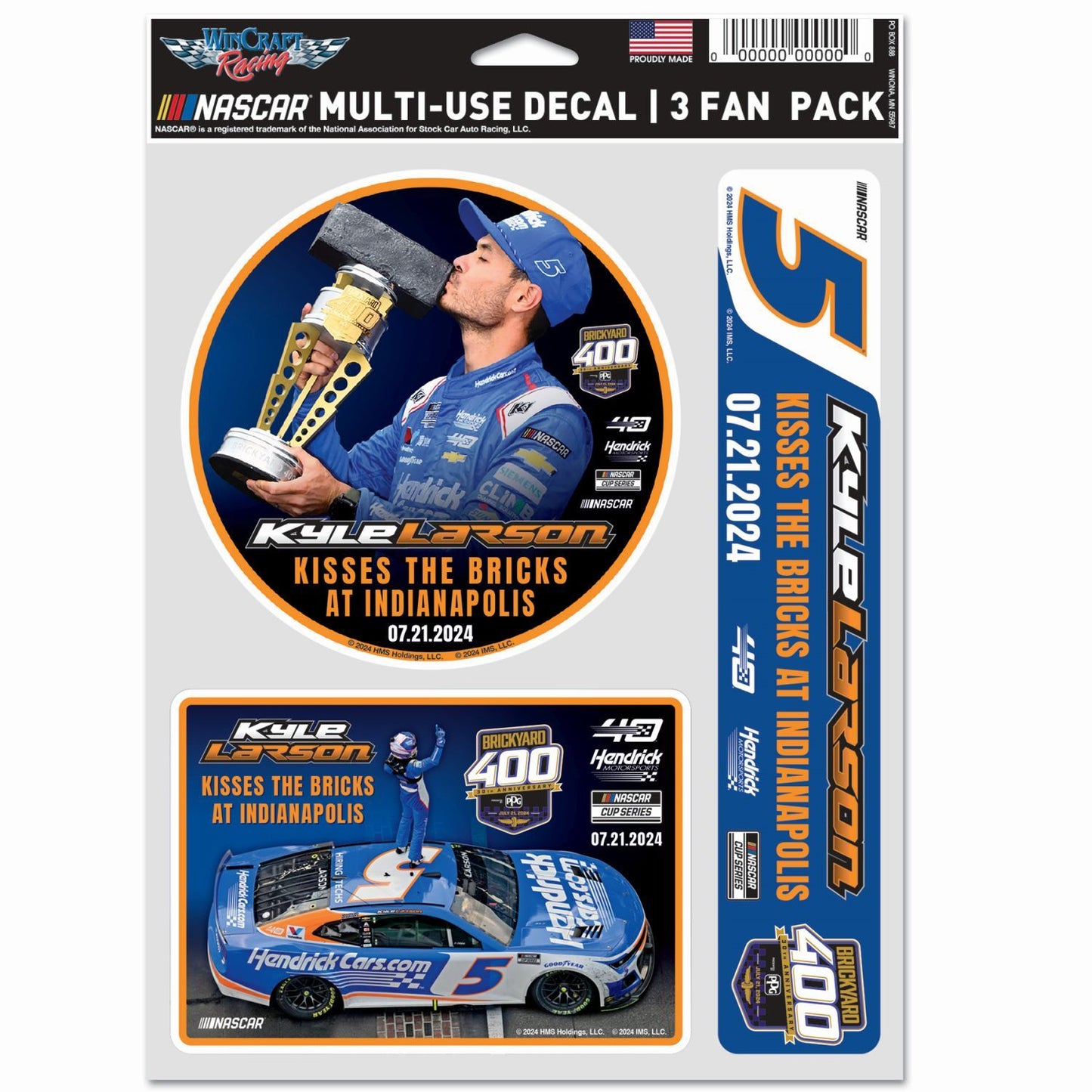 Kyle Larson #5 2024 Brickyard 400 Win Decal 3 Pack