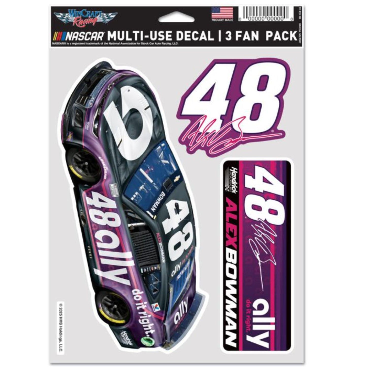 Alex Bowman #48 2025 Ally 3 Pack Fan Decals