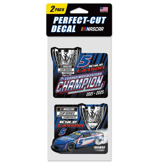 Kyle Larson #5 2025 NASCAR Champion 2pk 4" x 8" Perfect Cut Decal
