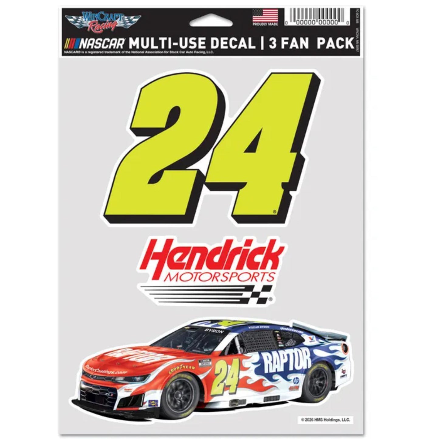 William Byron #24 Raptor Multi-Use 3 Fan Pack Decal Set