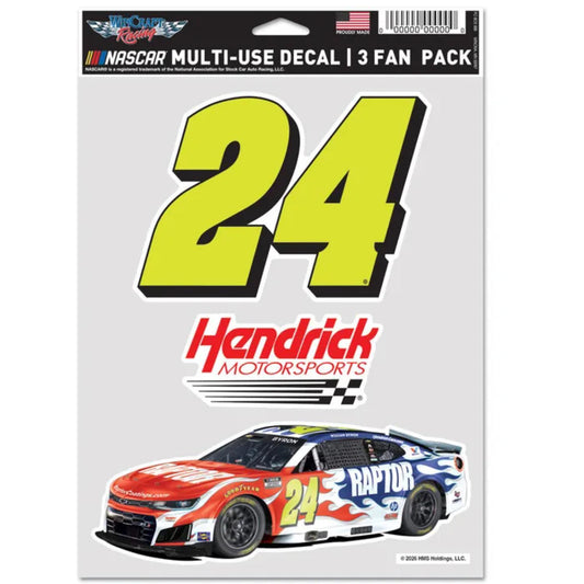 William Byron #24 Raptor Multi-Use 3 Fan Pack Decal Set