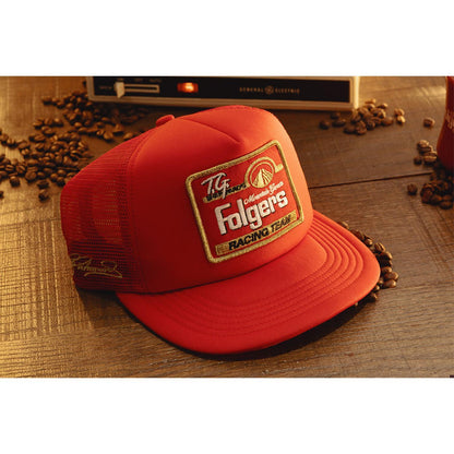 Tim Richmond #25 Folgers Heatwave Visual Red Trucker Hat