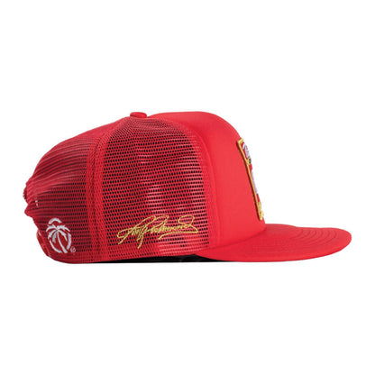 Tim Richmond #25 Folgers Heatwave Visual Red Trucker Hat
