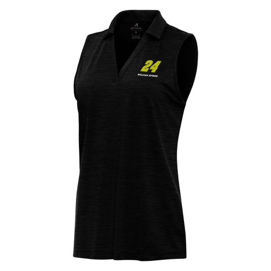 William Byron #24 Women's Layout Sleeveless Polo - Black Heather