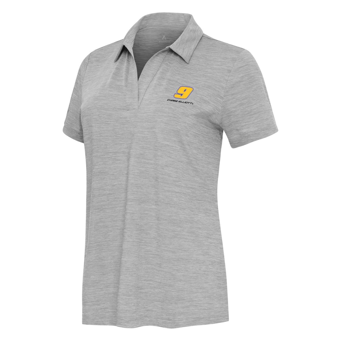 Chase Elliott #9 Women's Layout V-Neck Polo - Grey Heather
