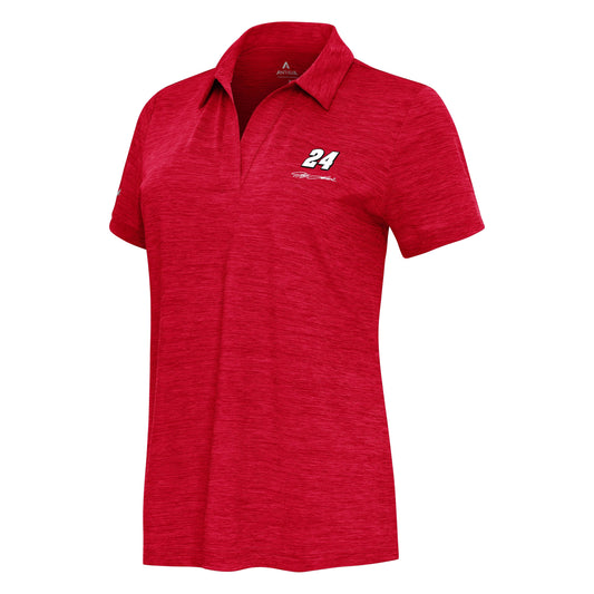 Jeff Gordon #24 Women's Layout V-Neck Polo - Dark Red Heather