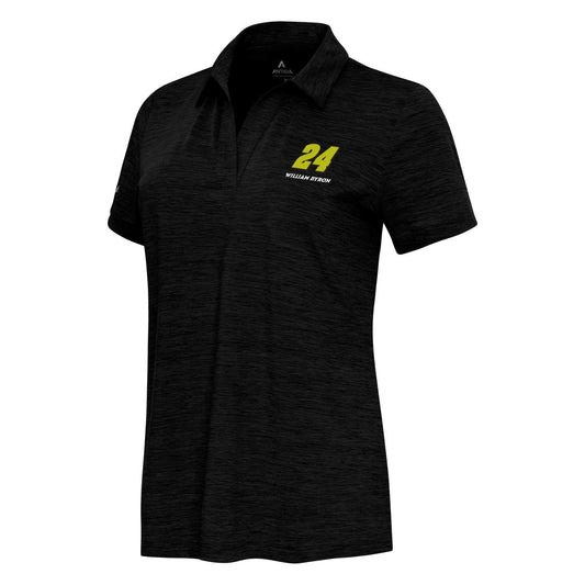 William Byron #24 Women's Layout V-Neck Polo - Black Heather