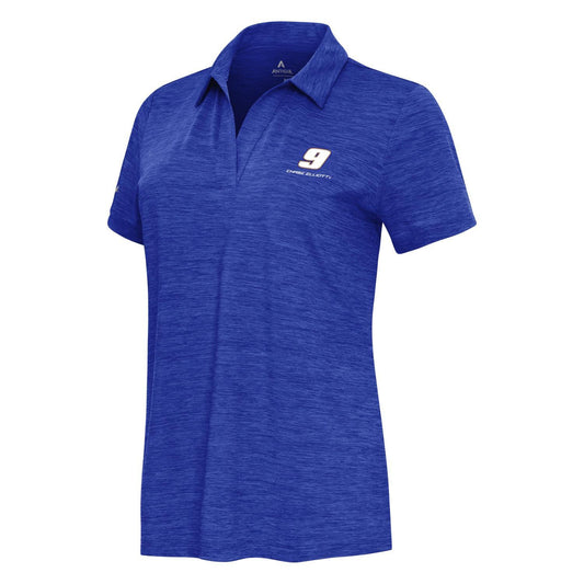 Chase Elliott #9 Women's Layout V-Neck Polo - Dark Royal Heather