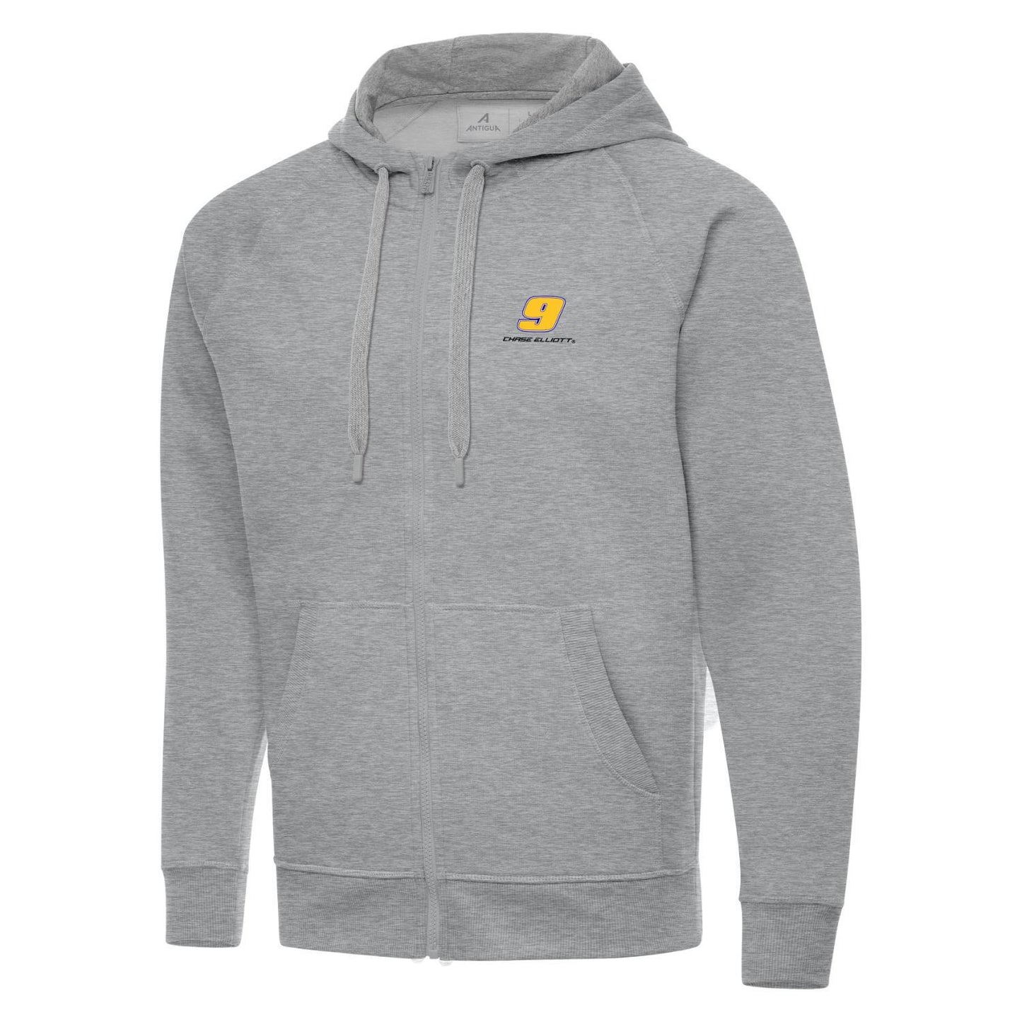 Chase Elliott #9 Victory FZ Hoodie Tall - Grey Heather