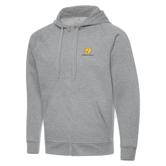 Chase Elliott #9 Victory FZ Hoodie Tall - Grey Heather