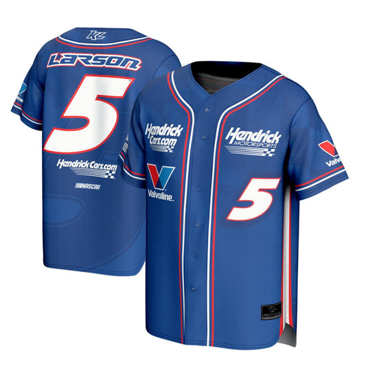 Kyle Larson #5 HendrickCars.com Sublimated Blue Baseball Jersey