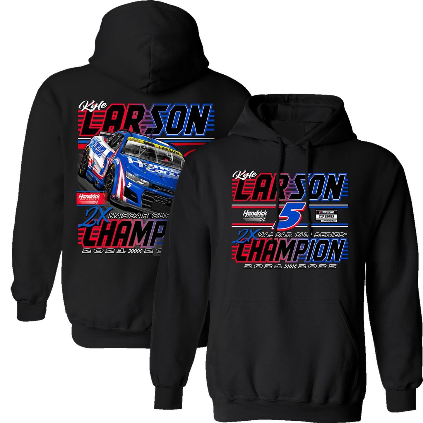 Kyle Larson #5 2025 2X NASCAR Champion Black Hoodie