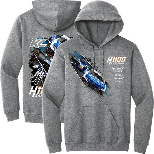Kyle Larson #5/#17 2025 H1100 HendrickCars.com Dual Car Gray Hoodie