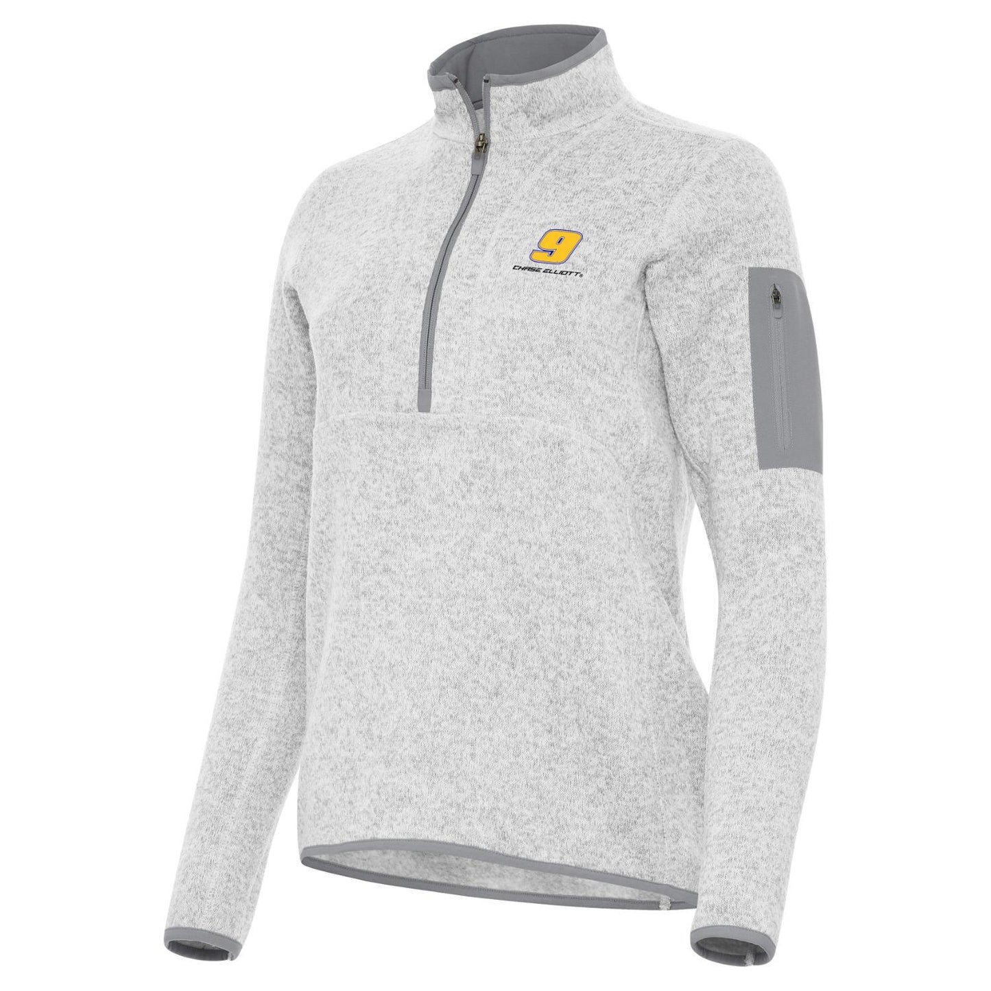 Chase Elliott #9 Women's Fortune 1/4 Zip Pullover - Light Grey Heather