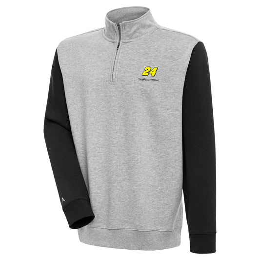 Jeff Gordon #24 Victory Colorblocked 1/4 Zip Pullover - Grey Heather/Black