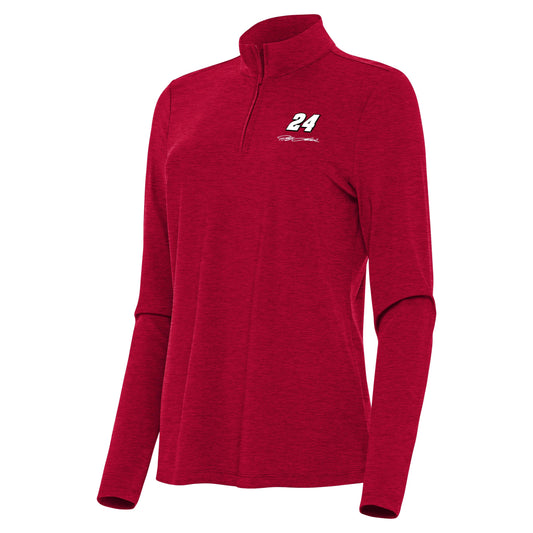 Jeff Gordon #24 Women's Bright 1/4 Zip Pullover - Dark Red Heather