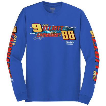 Chase Elliott #9 / Dale Earnhardt Jr. #88 Darlington Throwback Long Sleeve T-shirt