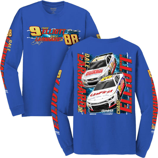 Chase Elliott #9 / Dale Earnhardt Jr. #88 Darlington Throwback Long Sleeve T-shirt