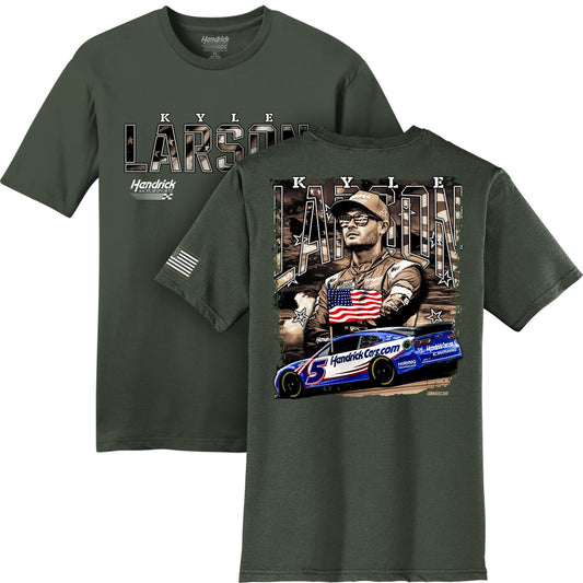 Kyle Larson #5 HendrickCars.com Military Green T-shirt