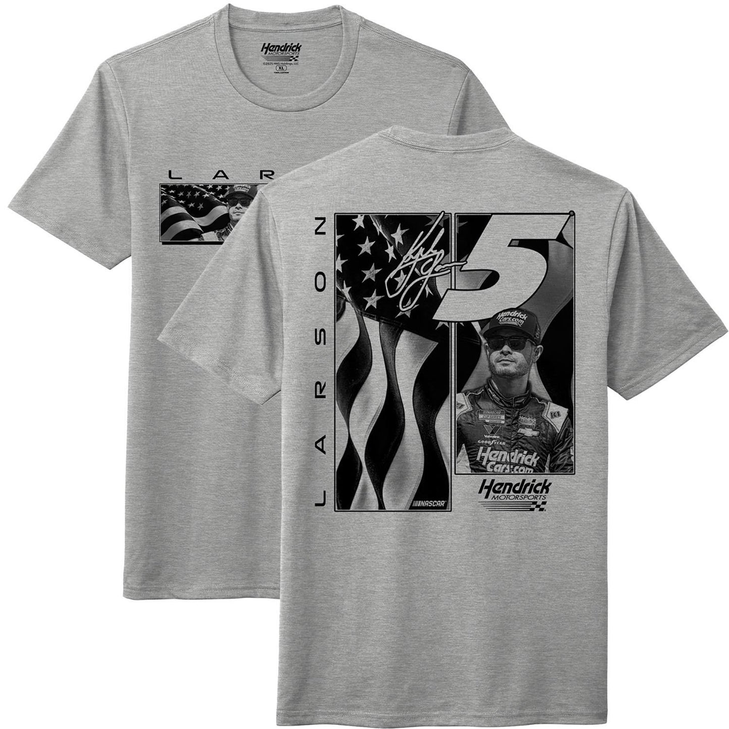 Kyle Larson #5 Grey Flag T-shirt