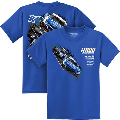 Kyle Larson #5/#17 2025 H1100 HendrickCars.com Youth  Dual Car Royal Blue T-shirt
