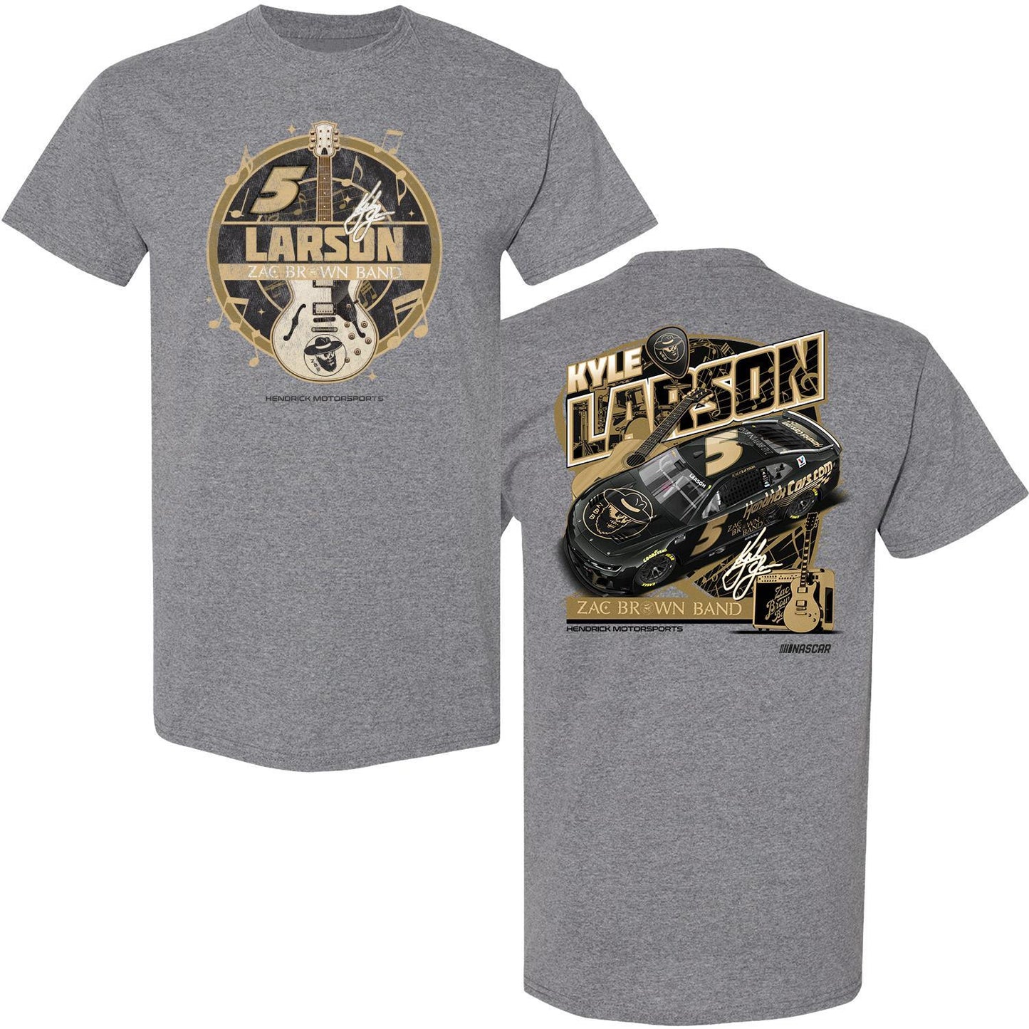 Kyle Larson #5 HendrickCars.com / Zac Brown Band Gray Guitar T-shirt