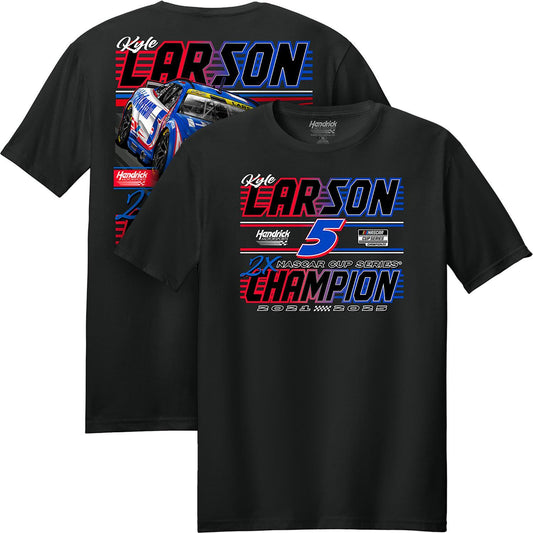 Kyle Larson #5 2025 2X NASCAR Champion Black T-shirt