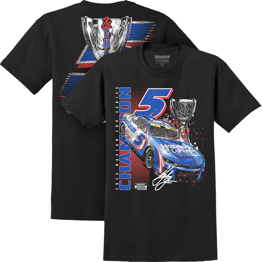 Kyle Larson #5 2025 NASCAR Champion HendrickCars.com Black T-shirt
