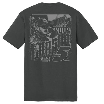 Kyle Larson #5 Charcoal Flag T-shirt