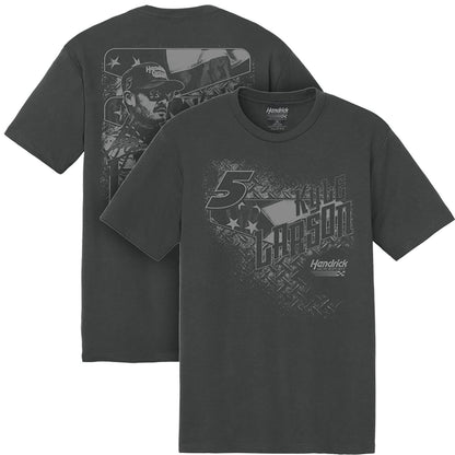 Kyle Larson #5 Charcoal Flag T-shirt