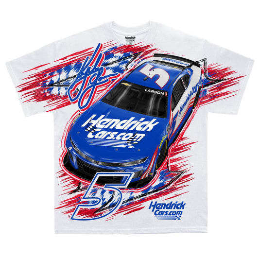 Kyle Larson #5 HendrickCars.com White Total Print T-shirt