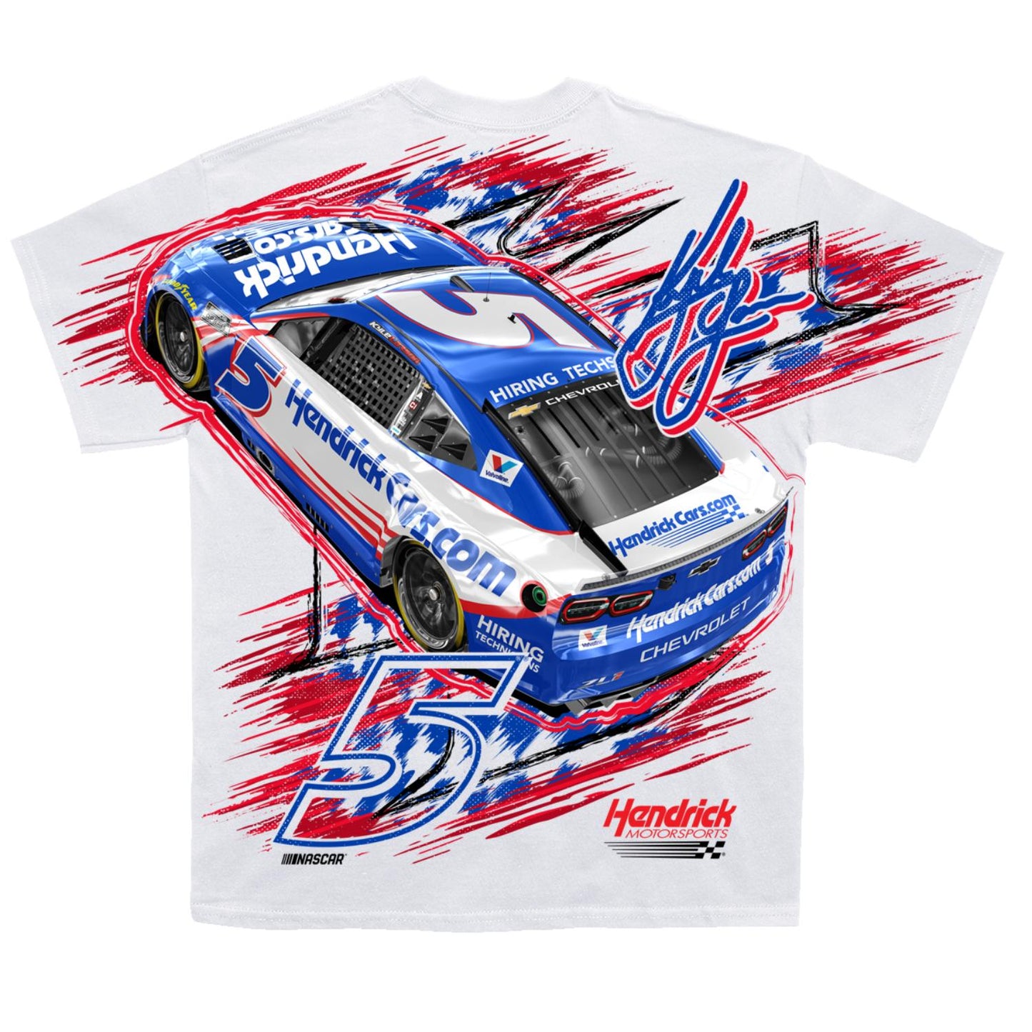 Kyle Larson #5 HendrickCars.com White Total Print T-shirt