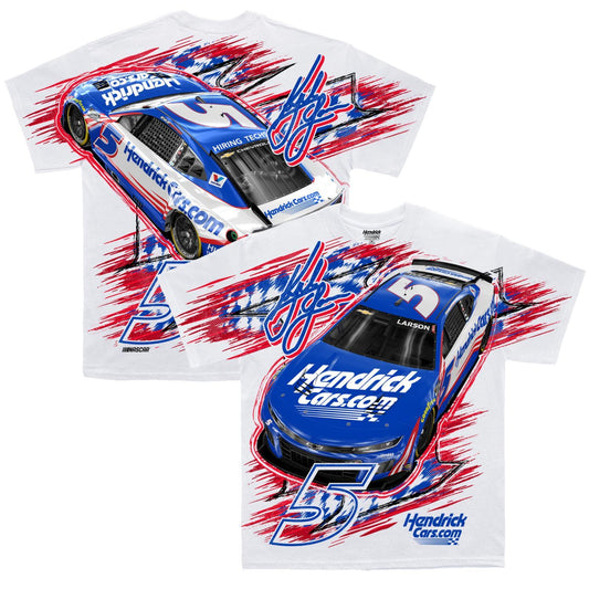 Kyle Larson #5 HendrickCars.com White Total Print T-shirt