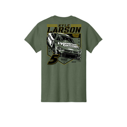 Kyle Larson #5 HendrickCars.com Military Green T-shirt