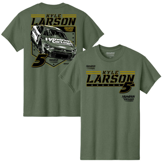 Kyle Larson #5 HendrickCars.com Military Green T-shirt