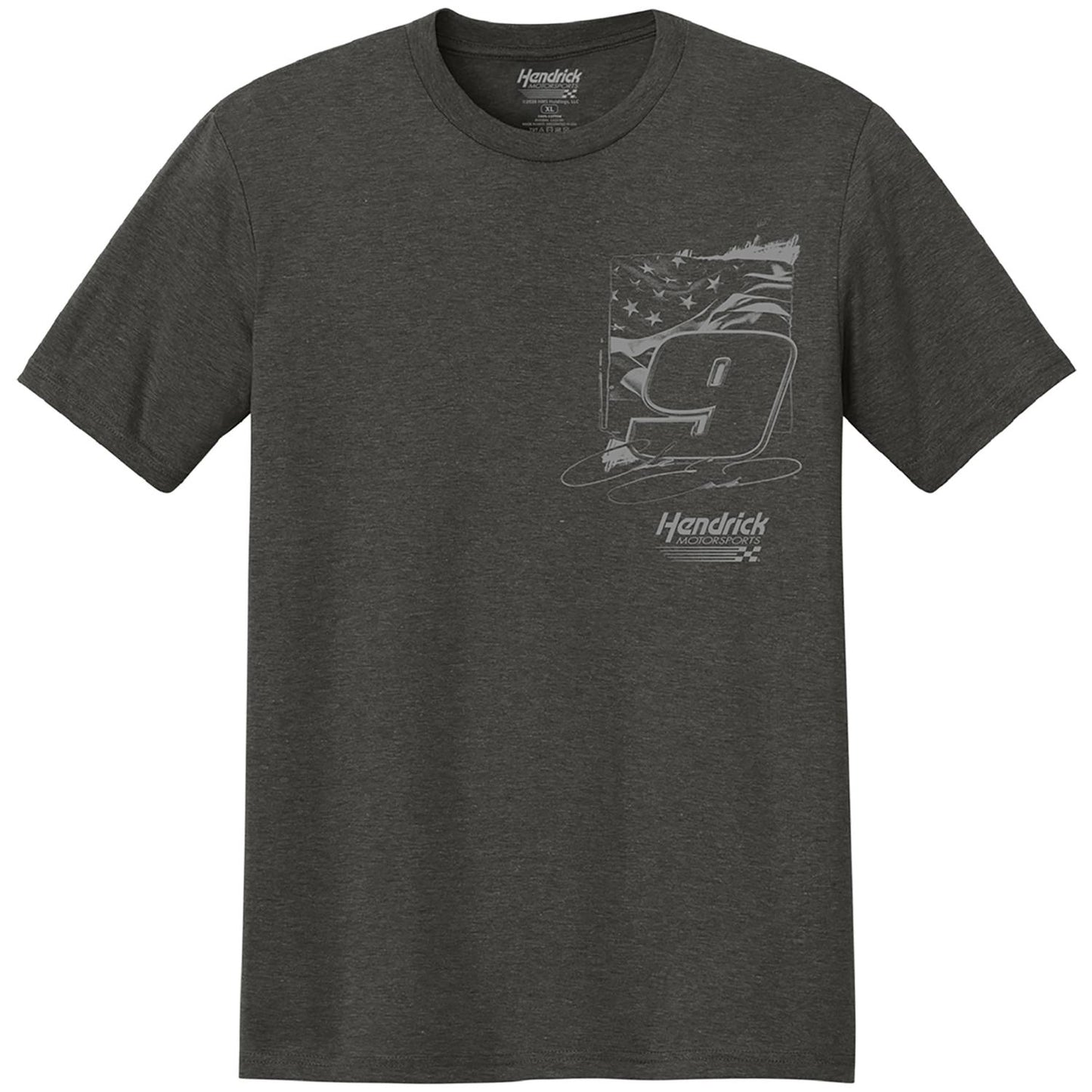 Chase Elliott #9 Charcoal Flag Front T-shirt