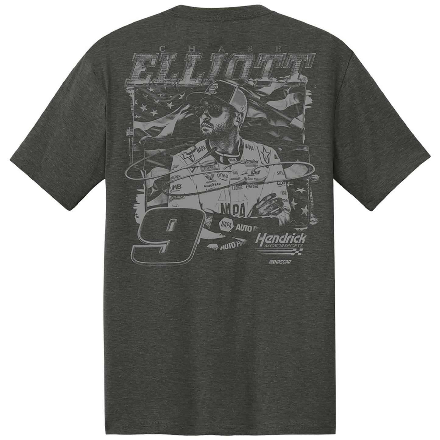 Chase Elliott #9 Charcoal Flag Front T-shirt