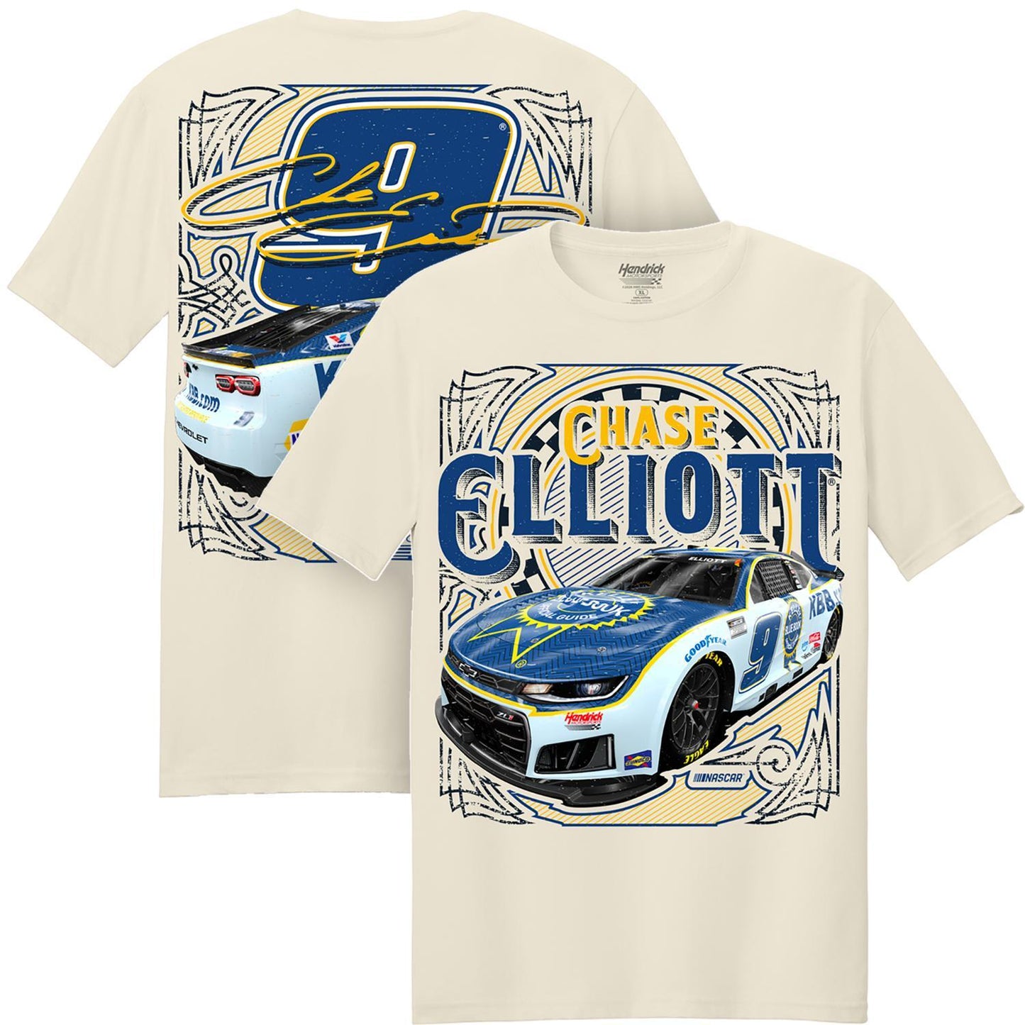Chase Elliott #9 Kelley Blue Book Natural T-shirt