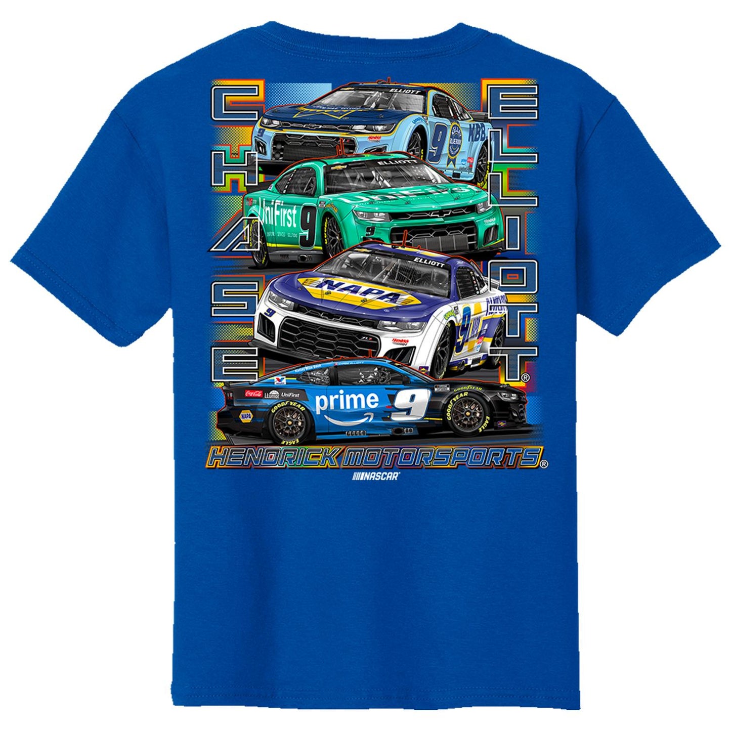 Chase Elliott #9 Youth Multi Sponsor 4-Car T-shirt