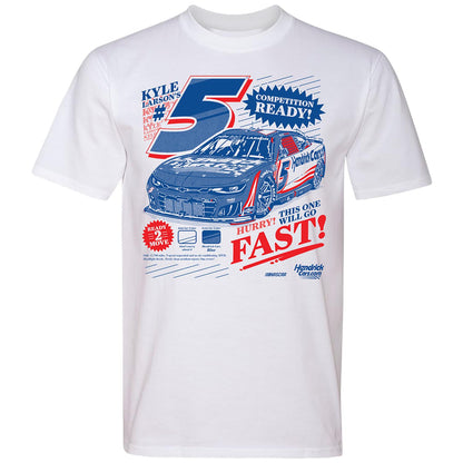 Kyle Larson #5 HendrickCars.com Newspaper White T-shirt