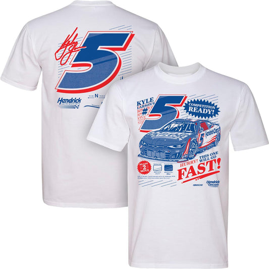 Kyle Larson #5 HendrickCars.com Newspaper White T-shirt