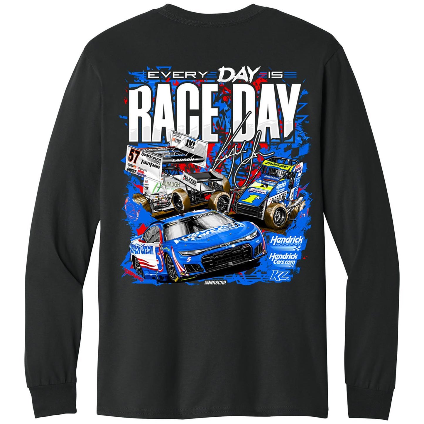 Kyle Larson #5 HendrickCars.com 2026 Every Day Is Race Day Black Long Sleeve T-shirt
