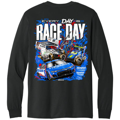 Kyle Larson #5 HendrickCars.com 2026 Every Day Is Race Day Black Long Sleeve T-shirt