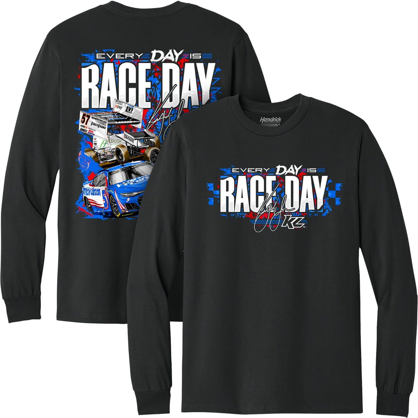 Kyle Larson #5 HendrickCars.com 2026 Every Day Is Race Day Black Long Sleeve T-shirt