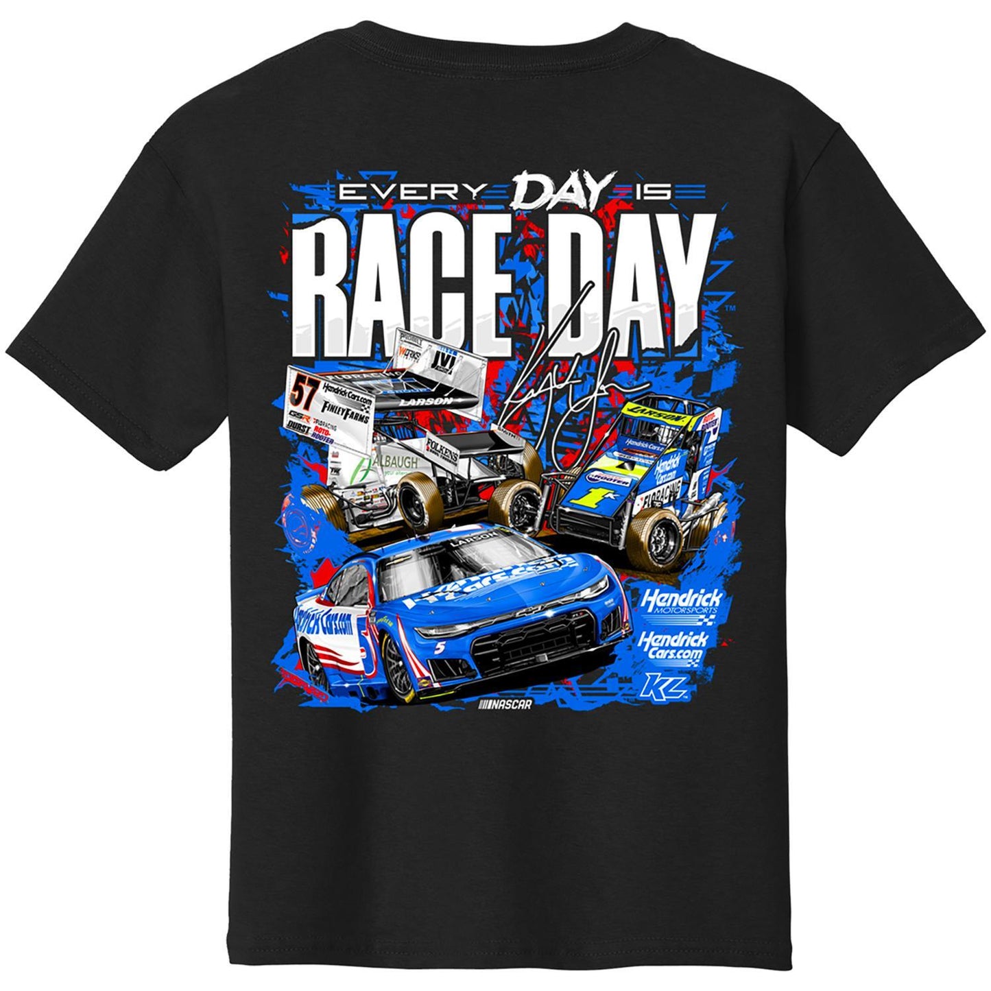 Kyle Larson #5 HendrickCars.com 2026 Every Day Is Race Day Youth Black T-shirt