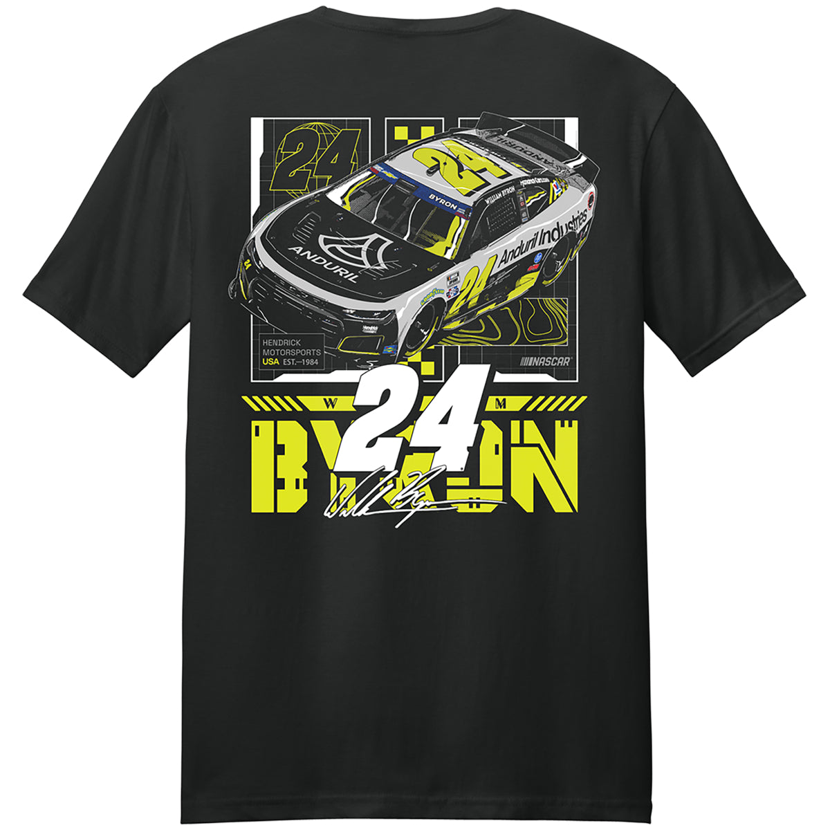 William Byron #24 Anduril Black T-shirt