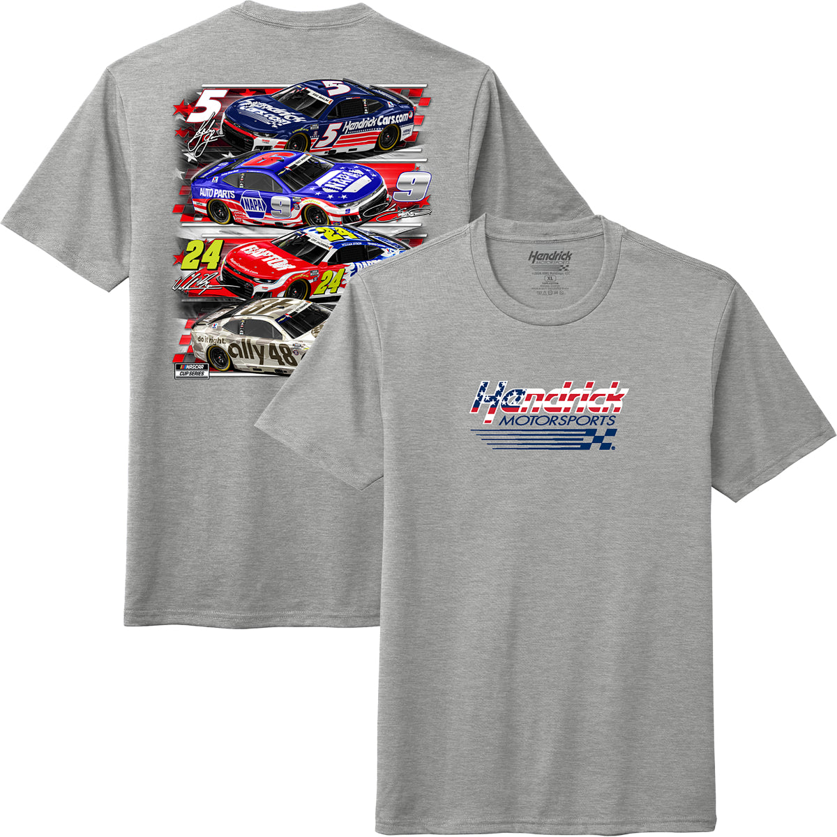 Hendrick Motorsports 4-Car Patriotic Grey T-shirt